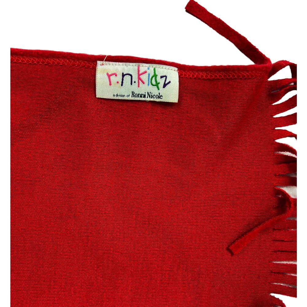 Ronni Nicole Kidz Classic Red Fringe Scarf L59" W16.5" Fringe 3" Unisex - Picture 2 of 11